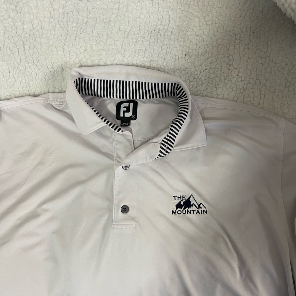FootJoy White Performance Polo with Sporty Striped Collar